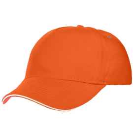 Бейсболка Classic, оранжевая с белым кантом, Цвет: белый, оранжевый