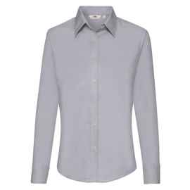 Рубашка 'Lady-Fit Long Sleeve Oxford Shirt', светло-серый_L, 70% х/б, 30% п/э, 135 г/м2, Цвет: серый, Размер: L