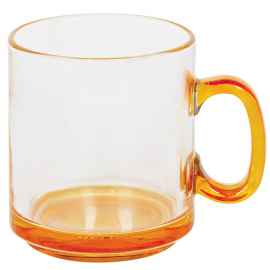 Кружка 'Joyful',прозрачная с оранжевым,300мл,стекло, Цвет: прозрачный, оранжевый