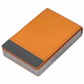 Визитница 'Вертикаль', оранжевый, 9,5х6,4х1,7 см, иск. кожа, металл, лазерная гравировка, Цвет: оранжевый