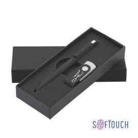 Набор ручка + флеш-карта 8 Гб в футляре, покрытие soft touch, черный, Цвет: черный