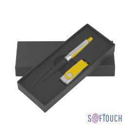 Набор ручка + флеш-карта 8 Гб в футляре, черный/желтый, покрытие soft touch #, черный с желтым, Цвет: черный с желтым
