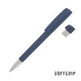Ручка с флеш-картой USB 16GB «TURNUSsoftgrip M», темно-синий, Цвет: темно-синий