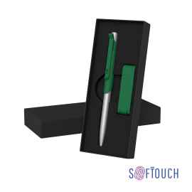 Набор ручка 'Skil' + флеш-карта 'Case' 8 Гб в футляре, покрытие soft touch, темно-зеленый, Цвет: темно-зеленый