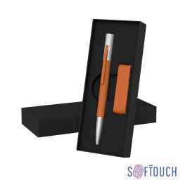 Набор ручка 'Clas' + флеш-карта 'Case' 8 Гб в футляре, покрытие soft touch, оранжевый, Цвет: оранжевый