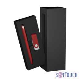 Набор ручка + флеш-карта 8 Гб в футляре, покрытие soft touch, красный, Цвет: красный