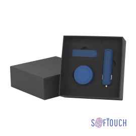 Набор автомобильное ЗУ 'Slam' + флешка 'Case' 16 Гб + магнитный держатель 'Allo', soft touch, темно-синий, Цвет: темно-синий