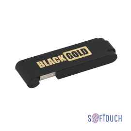 Флеш-карта 'Case', объем памяти 16GB, черный/золото, покрытие soft touch, черный с золотом