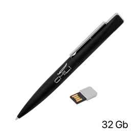 Ручка шариковая 'Callisto' с флеш-картой 32Gb, покрытие soft touch, черный, Цвет: черный