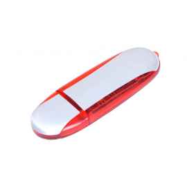 USB 2.0- флешка промо на 16 Гб овальной формы, 16Gb, 6017.16.01, Цвет: серебристый,красный, Размер: 16Gb