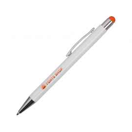 Ручка металлическая шариковая Flowery со стилусом, 11314.13, Цвет: белый,оранжевый