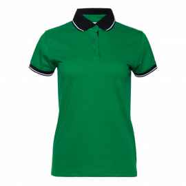 Рубашка поло  женская STAN с контрастными деталями хлопок/полиэстер 185, 04CW, Зелёный/Чёрный (30/20) (42/XS), Цвет: Зелёный, Размер: 42/XS
