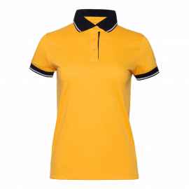 Рубашка поло  женская STAN с контрастными деталями хлопок/полиэстер 185, 04CW, Жёлтый/Чёрный (12/20) (42/XS), Цвет: Жёлтый, Размер: 42/XS
