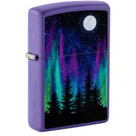 Зажигалка ZIPPO Night In The Forest с покрытием Purple Matte, латунь/сталь, фиолетовая, 38x13x57 мм