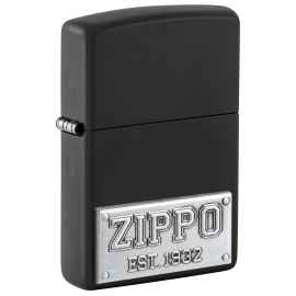 Зажигалка ZIPPO License Plate с покрытием Black Matte, латунь/сталь, черная, 38x13x57 мм