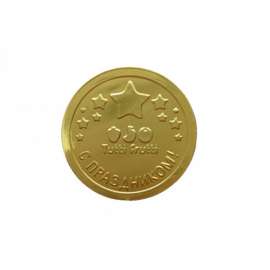 Шоколадные монеты с логотипом 25г, шоколад горький 72%