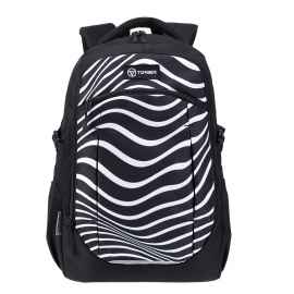 Рюкзак TORBER CLASS X, черно-серый с принтом 'Зебра', полиэстер 900D, 46 x 32 x 18 см