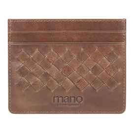 Портмоне для кредитных карт Mano 'Don Luca', натуральная кожа в коньячном цвете, 10,3 х 8,3 см