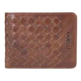 Бумажник Mano 'Don Luca', натуральная кожа в коньячном цвете, 11 х 8,5 см