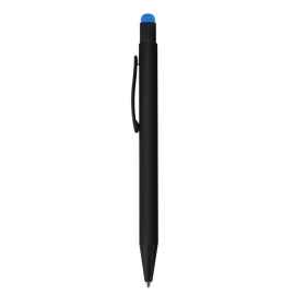 Ручка шариковая Raven (черная с голубым), Цвет: черный с голубым