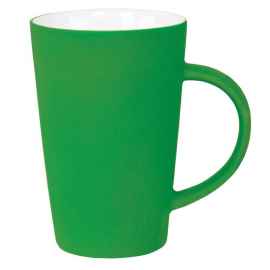 Кружка 'Tioman' с прорезиненным покрытием, зеленый, 320 мл, фарфор, Цвет: зеленый