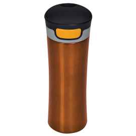 Термокружка дорожная  вакуумная DISCOVER, 450 мл,  оранжевый,  пластик, металл, лазерная гравировка, Цвет: оранжевый
