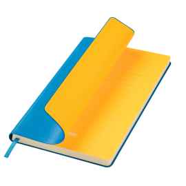 Ежедневник Sky недатированный, лазурный (без упаковки, без стикера), Цвет: синий, желтый, бежевый, бежевый, Размер: 143x214x11
