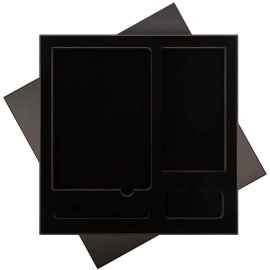 Подарочная коробка с ложементом для ежедневника, ручки и аккумулятора, черная (под съемные ложементы), Цвет: черный, черный, Размер: 307x307x30
