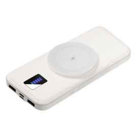 Внешний аккумулятор с подсветкой и беспроводной зарядкой Ultra Wireless Magnetic 10000 mAh, белый, Цвет: белый, Размер: 173x120x29
