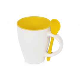 Кружка с ложкой Авеленго, 870614, Цвет: белый,желтый, Объем: 320