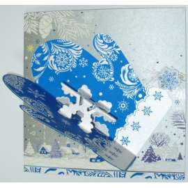 Корпоративная новогодняя открытка конструктивная варежка со снежинкой, на заказ от 100 шт.