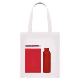 Подарочный набор Medium, красный (шоппер, блокнот, ручка, термобутылка), Цвет: красный, Размер: 360x400x10