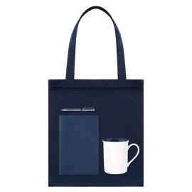 Подарочный набор Welcome pack, синий (шоппер, блокнот, ручка, кружка), Цвет: синий, Размер: 360x400x10