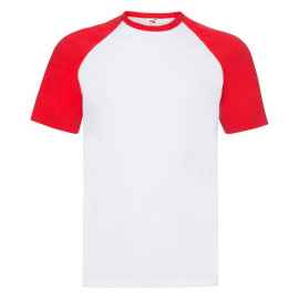 Футболка 'Short Sleeve Baseball T', белый с красным_L, 100% х/б, 160 г/м2, Цвет: красный, белый, Размер: Длина 73,5 см., ширина 53,5 см.