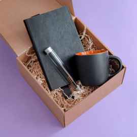 Набор подарочный DESKTOP: кружка, ежедневник, ручка,  стружка, коробка, черный/оранжевый, Цвет: черный, оранжевый, Размер: 25,5 x 21,5 x 11 см