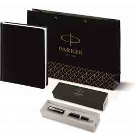 Подарочный набор: Ручка роллер Parker IM Metal Black CT и Ежедневник недатированный черный