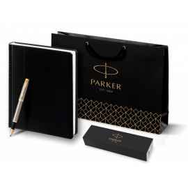 Подарочный набор: Ежедневник недатированный и Ручка-роллер Parker IM Metal, T223, цвет: Brushed Metal GT