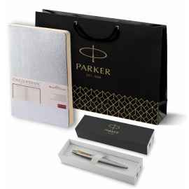 Подарочный набор: Шариковая ручка Parker Jotter Essential, St. Steel GT и Ежедневник недатированный серебристый