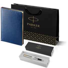 Подарочный набор: Ручка перьевая Parker Jotter Stainless Steel GT и Ежедневник синий недатированный