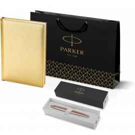 Подарочный набор: Jotter XL SE20 Monochrome в подарочной упаковке, цвет: Pink Gold, стержень Mblue и Ежедневник золотистый недатированный