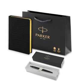 Подарочный набор: Шариковая ручка Parker  Jotter XL SE20 Monochrome в подарочной упаковке, цвет: Black, стержень: Mblue и Ежедневник недатированный А5