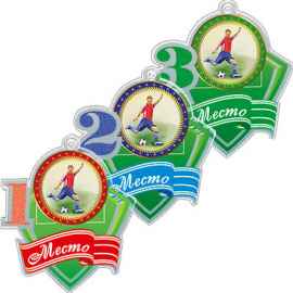 1771-003 Акриловая медаль футбол 1, 2, 3 место (зеленый), Цвет: зеленый