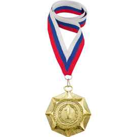 Медаль 1 место с лентой триколор, золото