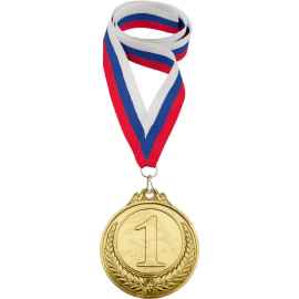 Медаль 1 место с лентой триколор, золото