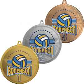 3614-104 Медаль Волейбол с УФ печатью, золото, Цвет: Золото