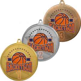 3614-105 Медаль Баскетбол с УФ печатью, золото, Цвет: Золото