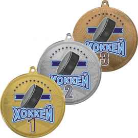 3614-107 Медаль Хоккей с УФ печатью, серебро, Цвет: серебро