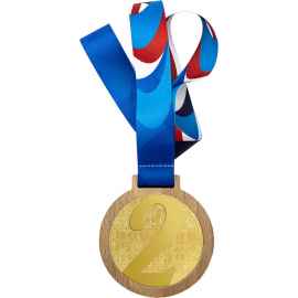 Деревянная медаль с лентой 2 место (золото), золото