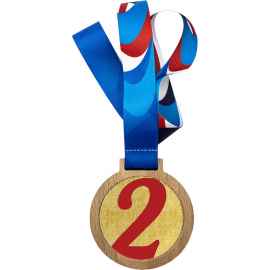 Деревянная медаль с лентой 2 место (красная), красный