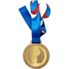 Деревянная медаль с лентой Велоспорт, золото